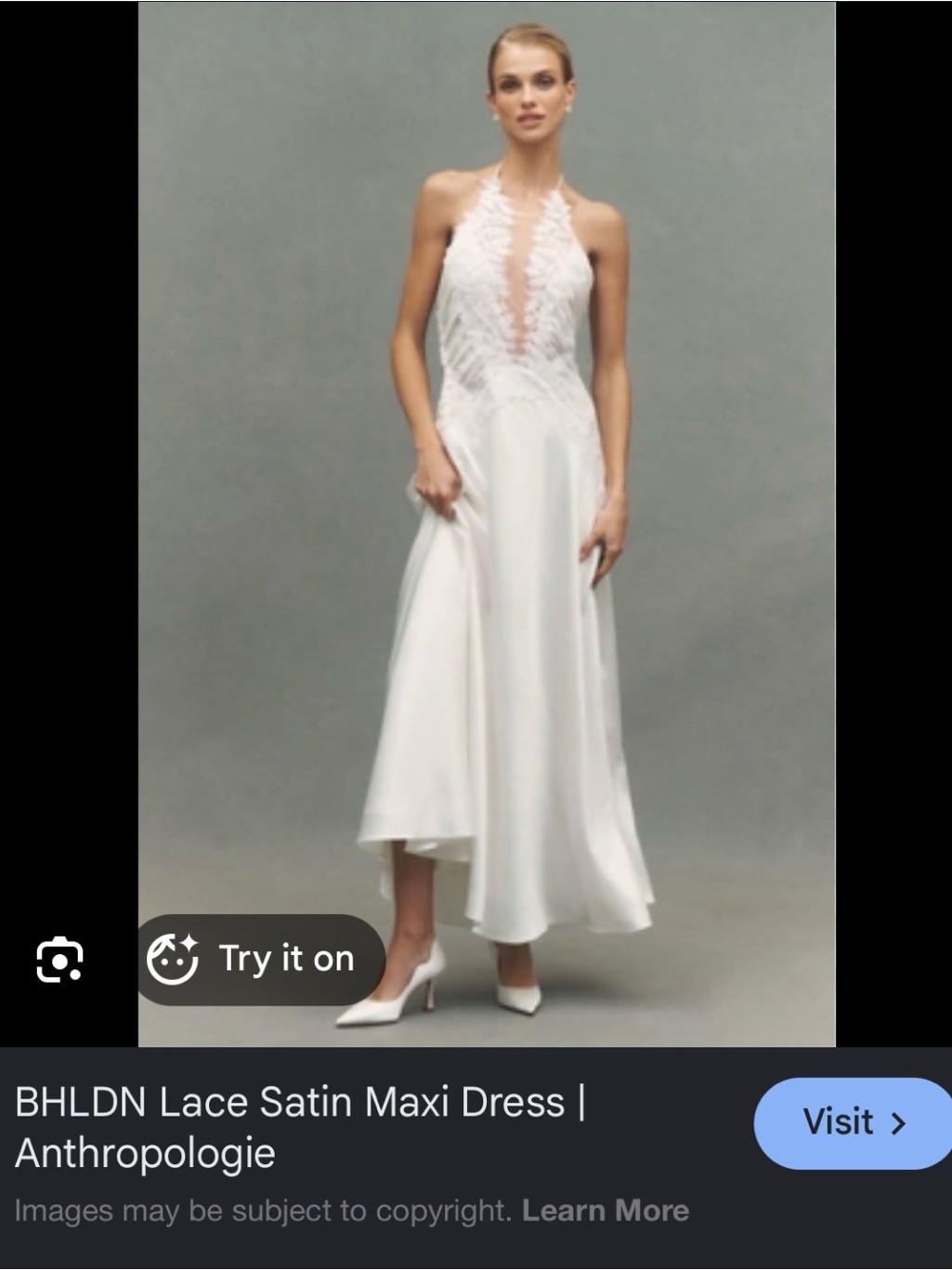 Ivory Satin Slip Dress With Blush Lace Bodice